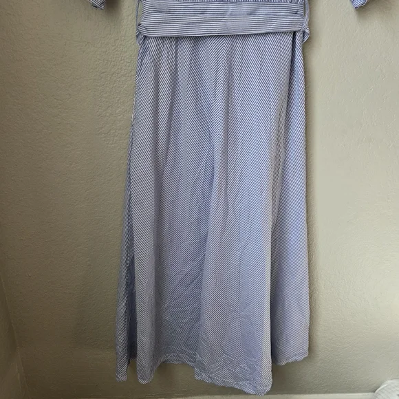 Zara Womens Blue White Striped Sz Small Buttom Collar Belted Shirt Dress - Picture 10 of 16